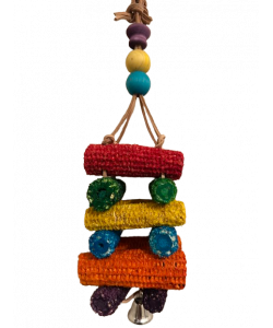 Parrot-Supplies Corn Cube Fun Stacker With Leather Parrot Toy Parrot-Supplies Corn Cube Fun Stacker With Leather Parrot Toy